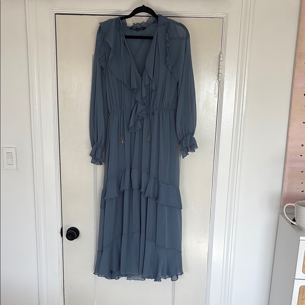 Zara Blue Ruffle Dress